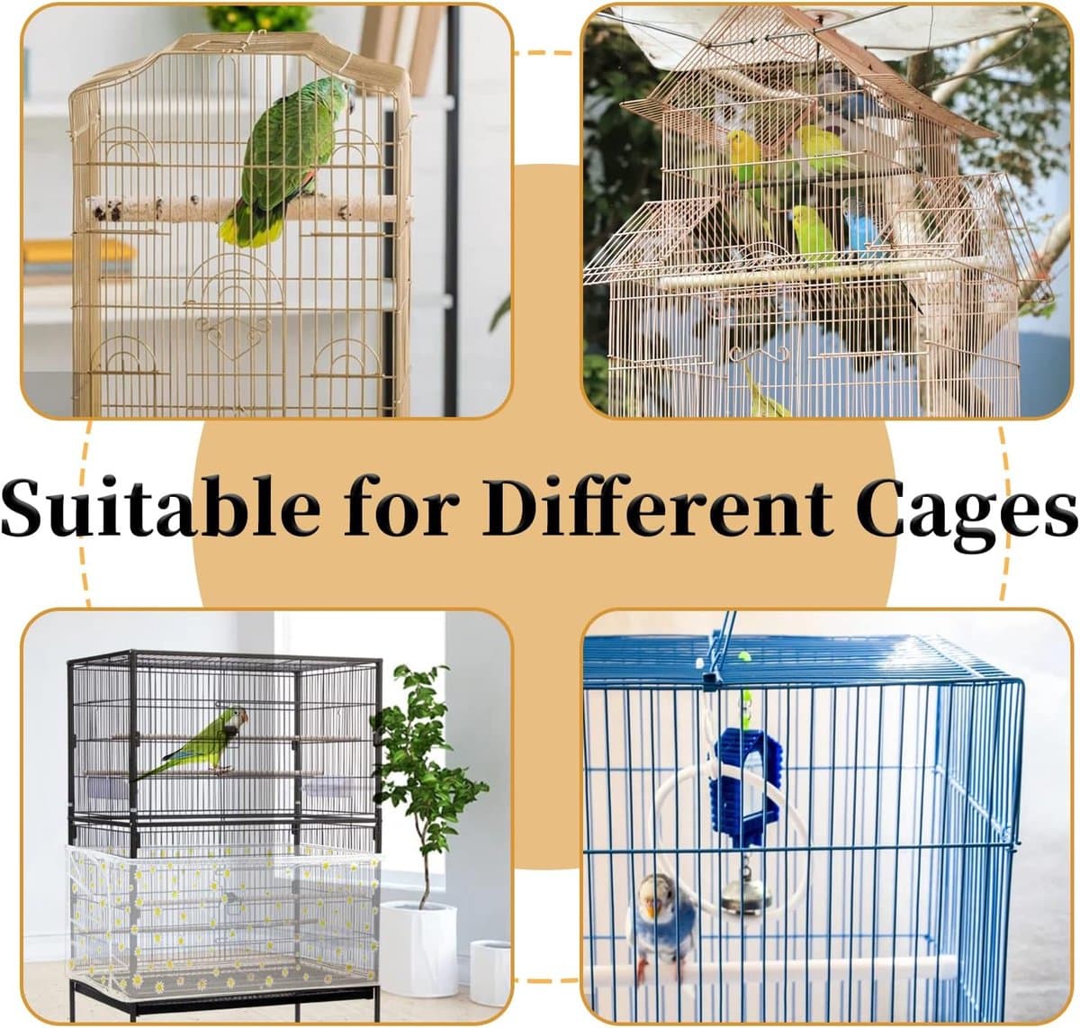Verstelbare Vogelkooi Afdekking - Vogelkooi net - zaadvanger vogelkooi - Voor Om Vogelkooi - luchtig en elastisch - papegaai - vogel net - Bescherming tegen voer, stof en bodembedekking - 40x220cm thumbnail 7