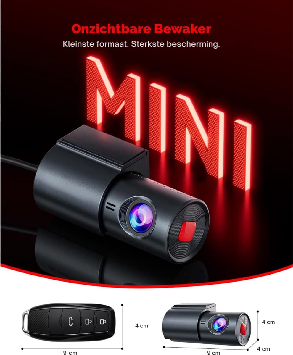 DnA® Dashcam - Dashcam Voor Auto - Dashcams - Dashcam Voor Auto Voor en Achter - Dashcam Draadloos - Zwart - 9cm x 4cm x 4cm thumbnail 2