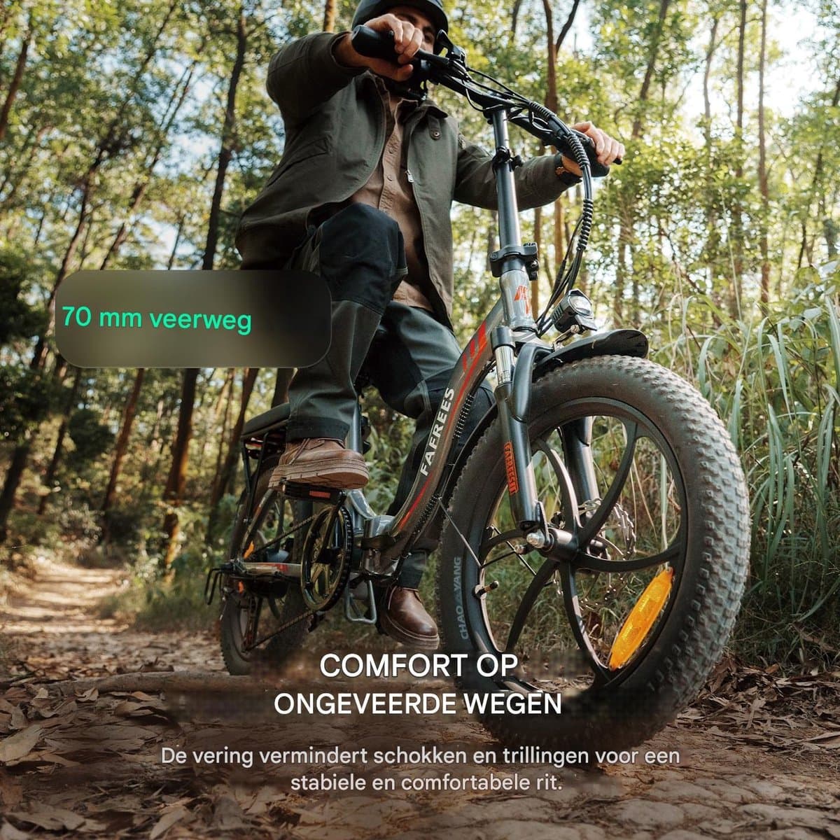 Fafrees F20 Elektrische Vouwfiets | E-Bike| 20 x 3.0 Inch Dikke Banden | 36V 18Ah Lithium Accu | 250 W Motor | Maximaal 25/u | Maximaal bereik 130km | Shimano 7 versnellingen | 20 Inch opvouwbare City Commuter E-Bike | Zwart thumbnail 8