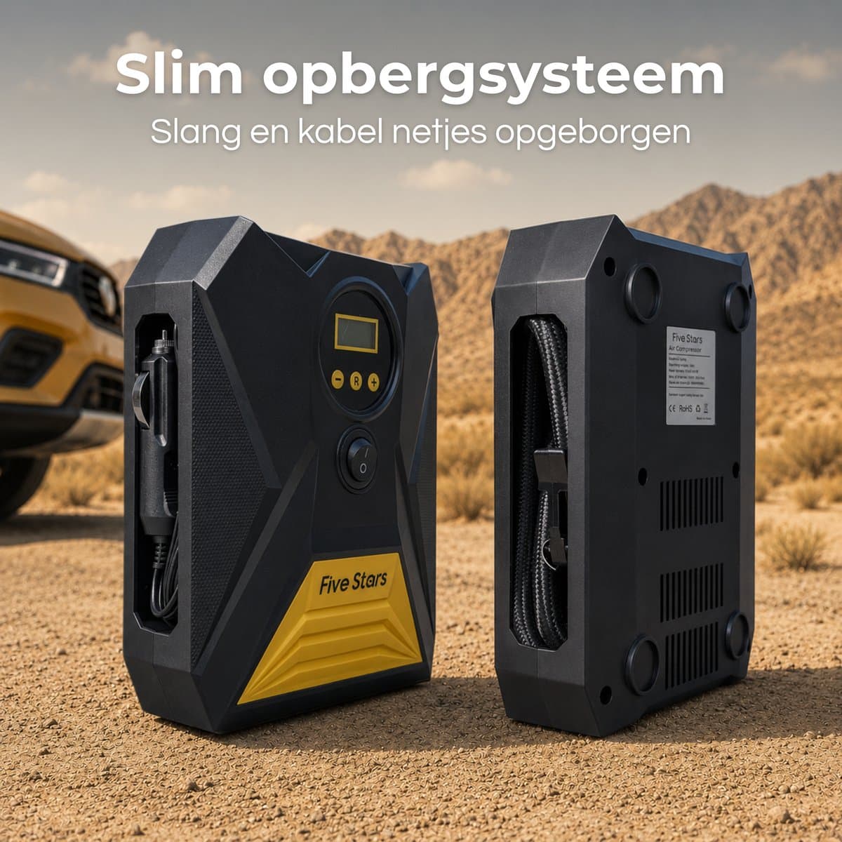 Five Stars® Compressor Bandenpomp - 12V - Draagbare Luchtcompressor - Elektrische Pomp - Voor Auto, Motor en Bal thumbnail 4