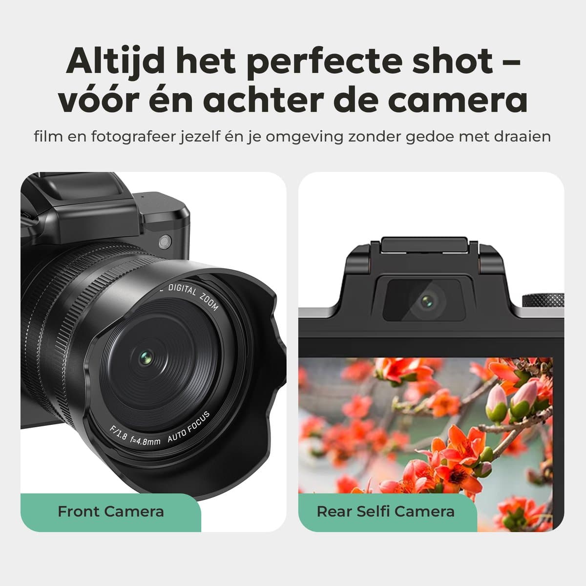 Kiekz Fotocamera 88MP - Digitale Camera 8K - 16X Digitale Zoom - Fototoestel - Compact Camera - Ideaal voor Kinderen en Beginners - Inclusief 64GB SD Kaart thumbnail 2
