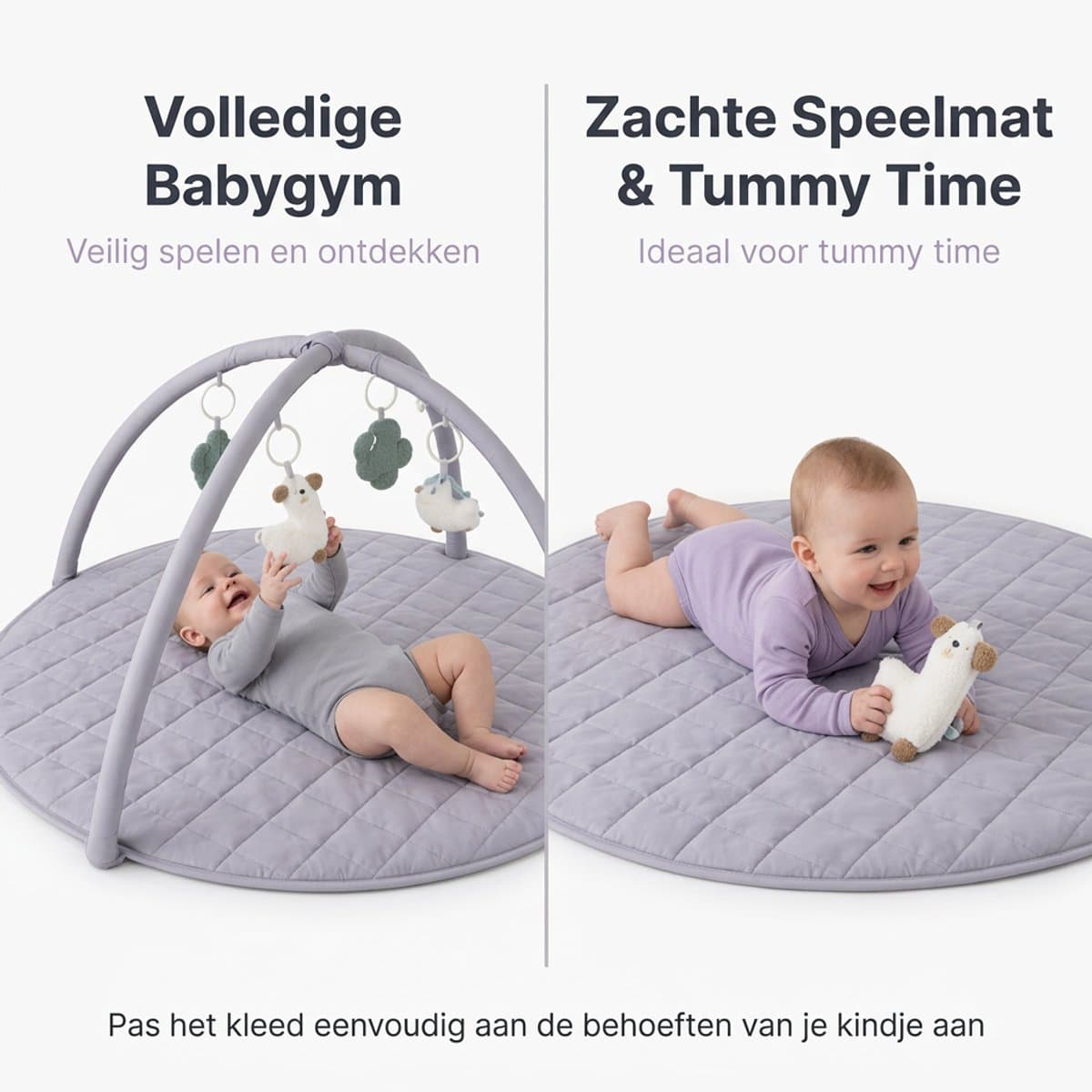 Laavir Baby Speelkleed met Boog - Ronde Babygym Grijs - Zacht en Comfortabel speelmat - Voor Pasgeboren Baby’s thumbnail 5