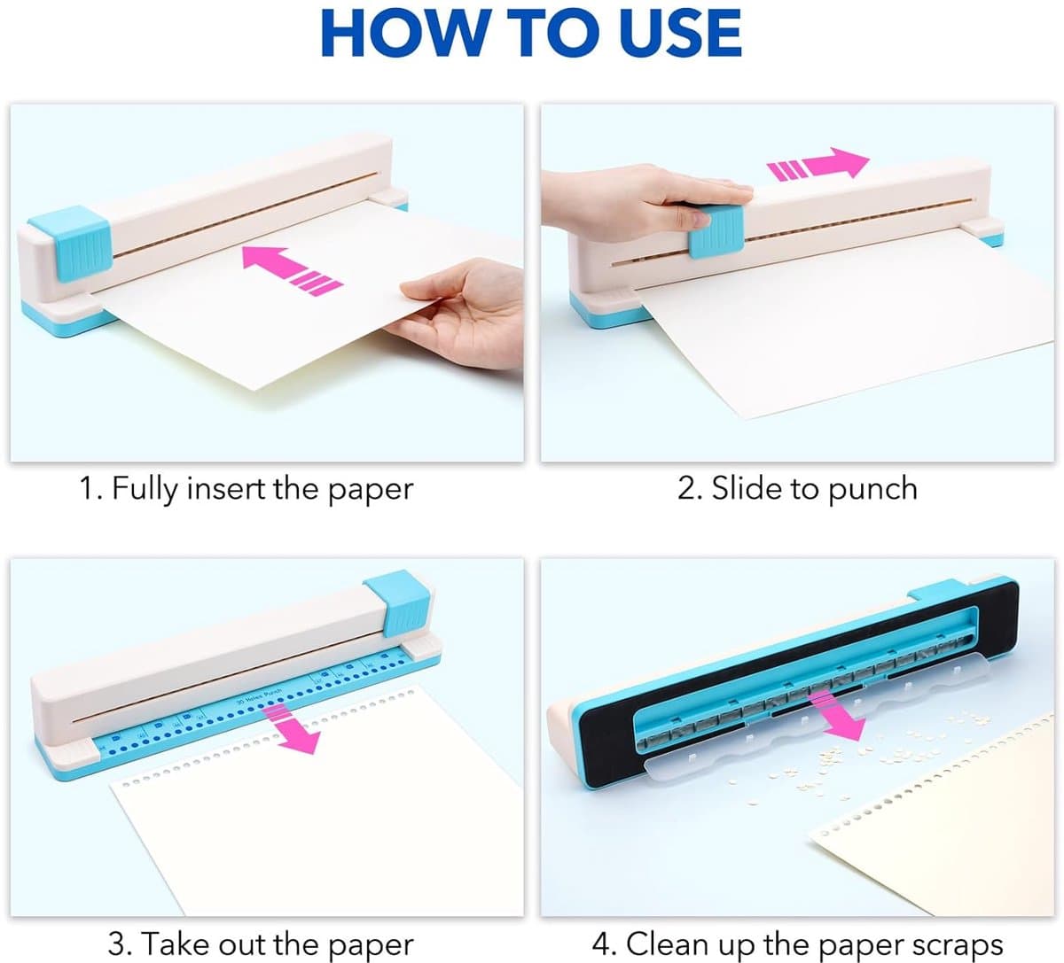 30-gaats perforator, planner- en bindmachine - Inbindmachine - voor A4, A5, A6, A7, B5, B6 en B7 - Perforator Losbladig - Handmatig - draagbare en verstelbare - voor het inbinden van boeken en losbladig papier - een capaciteit van 3 vellen - Blauw thumbnail 5