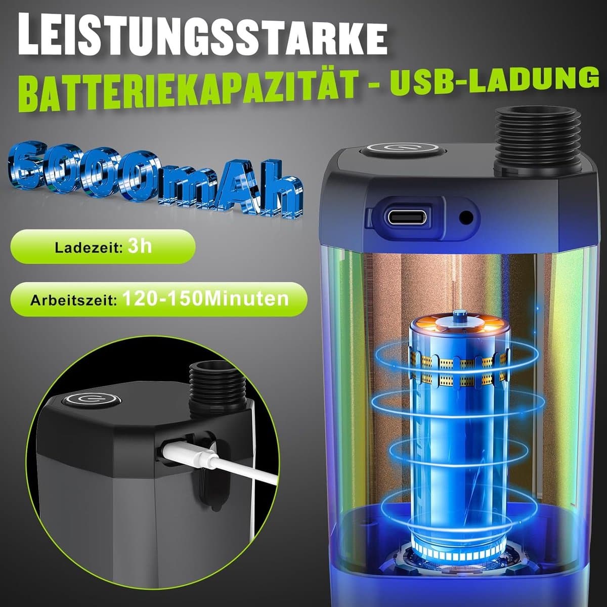 Camping Douche - Buitendouche - Met Temperatuurweergave - Buitendouche Oplaadbaar - Outdoor set - Tuindouche - Draagbare Douche - Mobiele Douche - Voor tuin, autowassen, strand, reizen en huisdieren - Grijs thumbnail 3