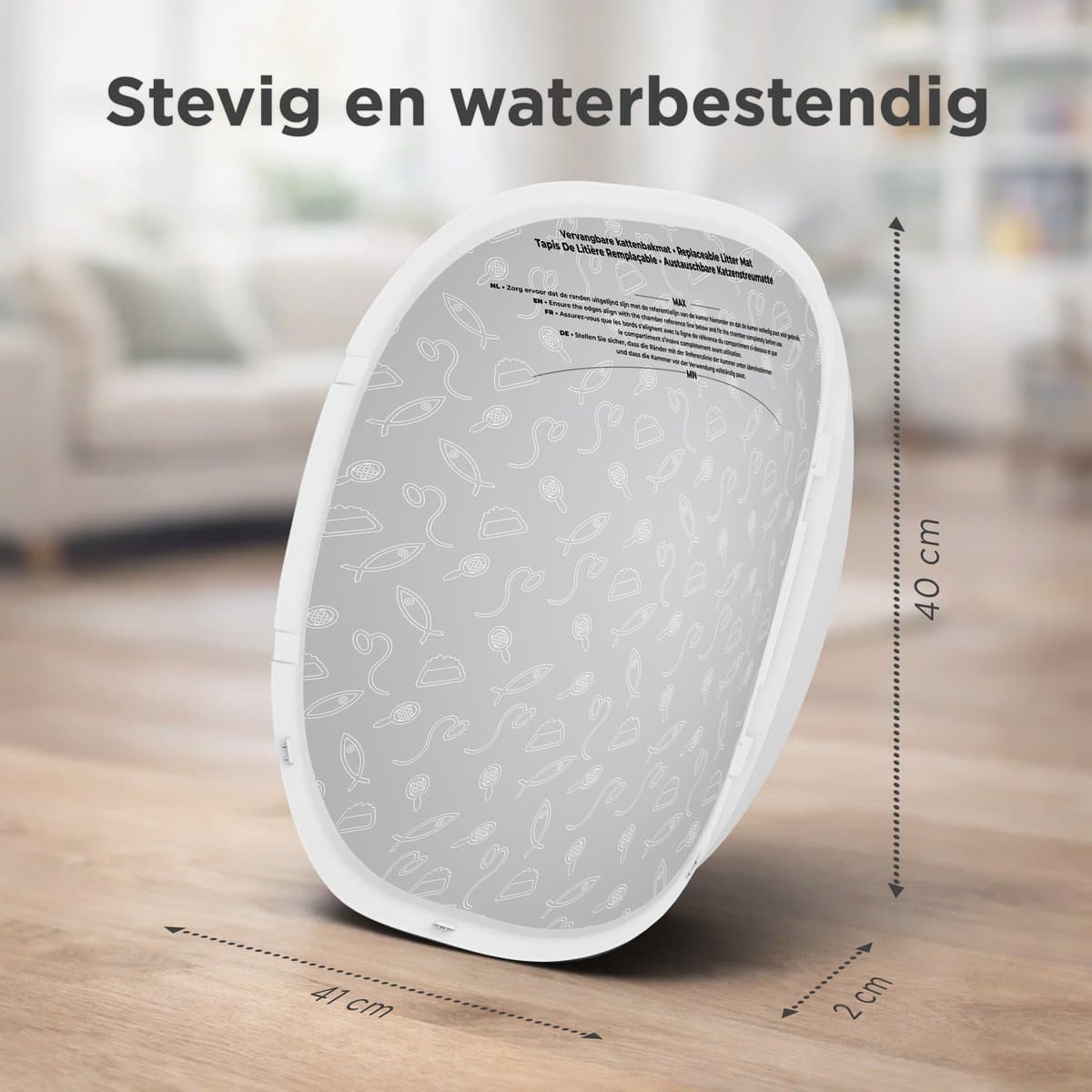 TrevoPet® Kattenbakmat - Waterdichte Kattenbak Mat voor Zelfreinigende Kattenbak - Krasbestendige Kattenmat - Binnenmat Oxford Stof - Beschermmat - 41x40cm thumbnail 6