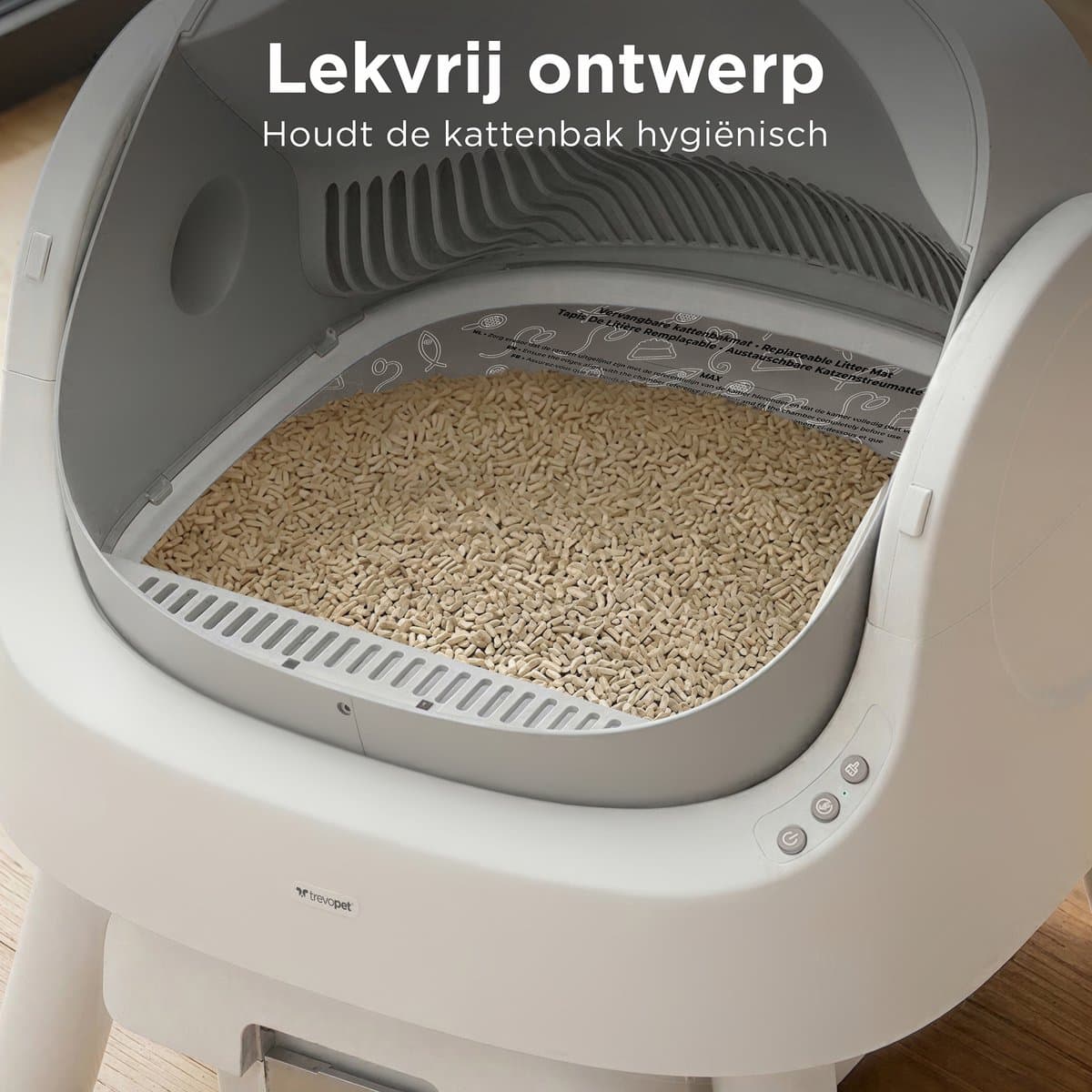 TrevoPet® Kattenbakmat - Waterdichte Kattenbak Mat voor Zelfreinigende Kattenbak - Krasbestendige Kattenmat - Binnenmat Oxford Stof - Beschermmat - 41x40cm thumbnail 4