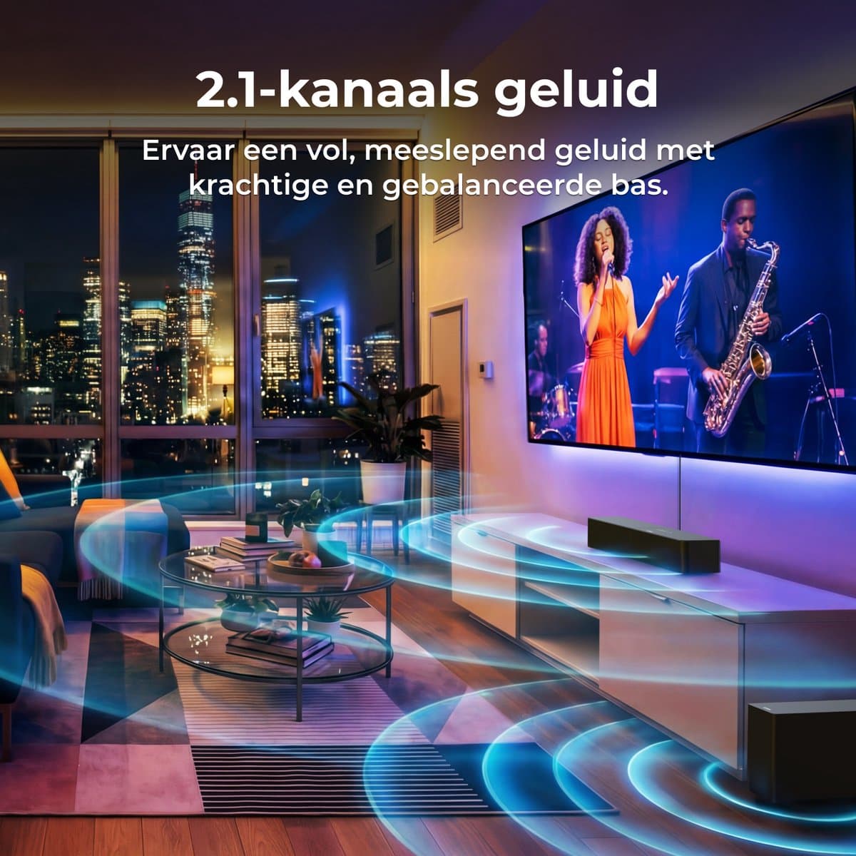 ULTIMEA Poseidon R3T 2.1-kanaals soundbar met draadloze subwoofer, app-bediening, soundbar voor Smart TV, Bluetooth 6.0, HDMI, optisch thumbnail 3