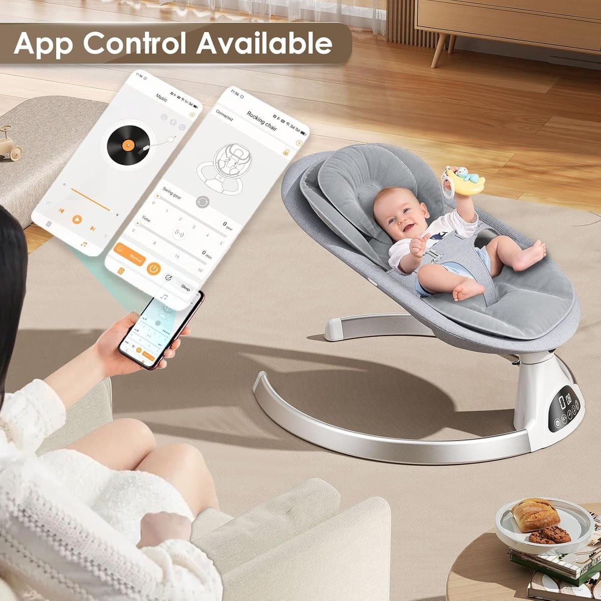 Lexium Elektrische wipstoel - Baby swing elektrisch - Elektrische schommelstoel - Elektrische schommelstoel baby thumbnail 3