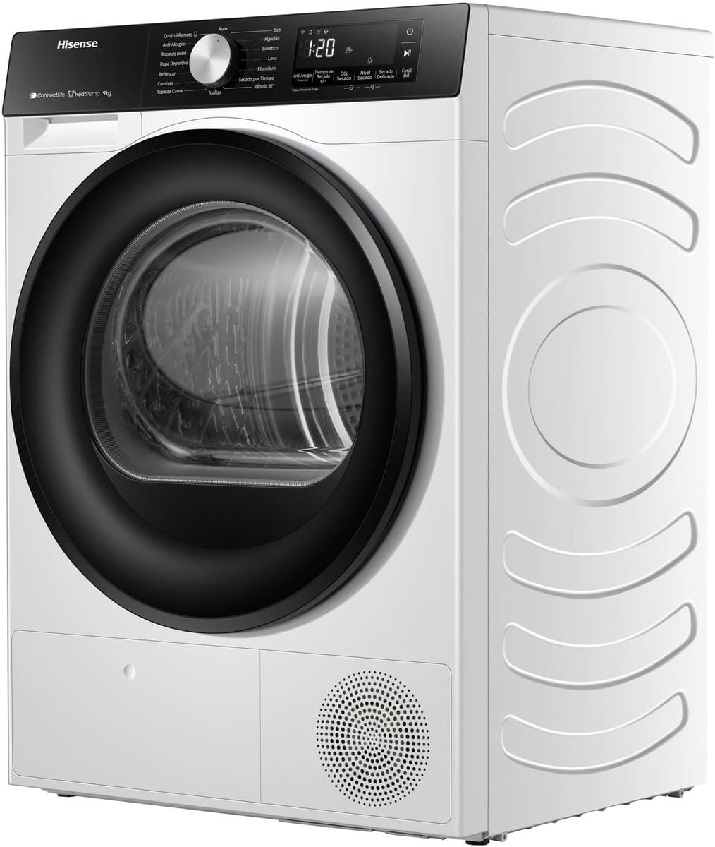 Hisense DH3S902BWCC - Condensdroger - 9 kg - Vrijstaand - Voorbelading - Warmtepomp - Wit - Draaiknop - TouchControl - 63 dB(A) - Ion Refresh - Allergy Care - Auto Dry thumbnail 3