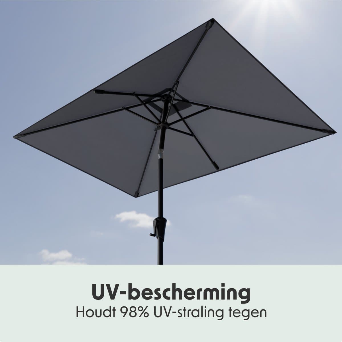 LifeGoods Parasol - Tuin - 205x136cm - 30° Kantelbaar - Waterdicht - UPF50+ - Donkergrijs thumbnail 5
