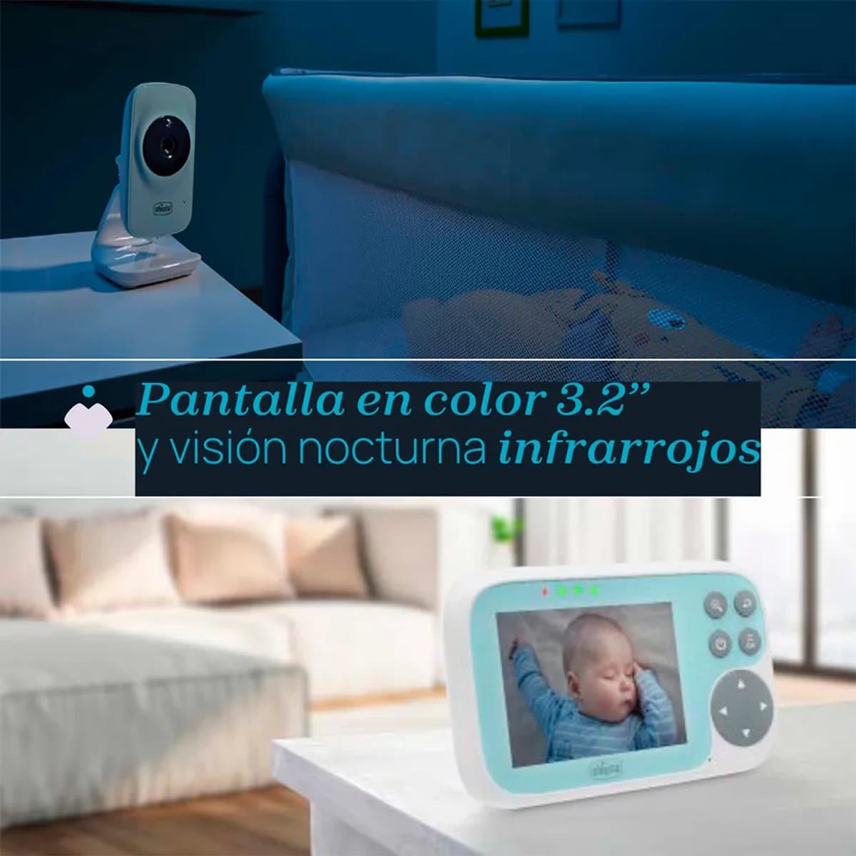 Chicco video start babyfoon turquoise infrarood nachtzicht thumbnail 2