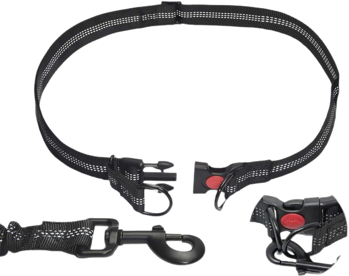Leibanden - Intrekbare Hondenriem - Intrekbare tot 1.7 Meter - Handsfree - Hondenriem Met Heupriem - Voor Kleine en Middelgrote Honden tot 25 kg - Voor wandelen, joggen en hiken - Zwart en Blauw thumbnail 5
