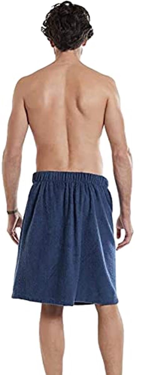 Verstelbare Badhanddoek Wrap voor Mannen - Draagbare Handdoek Rok met Zak voor Gym, Douche, Sauna, Spa en Strand thumbnail 7