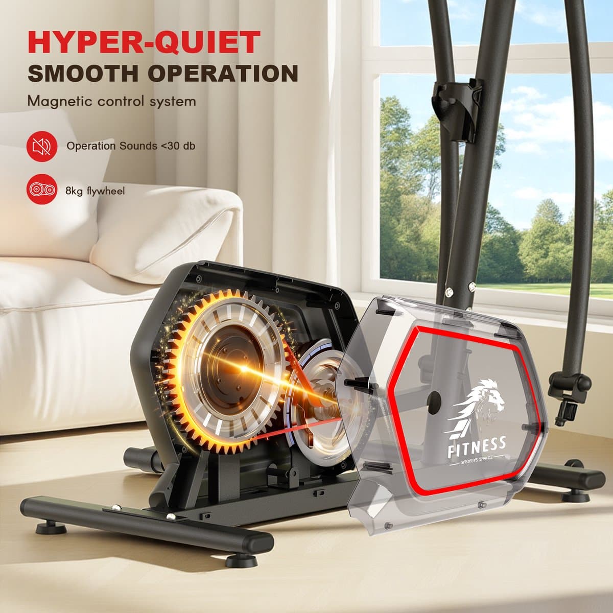 Crosstrainers - Elliptische trainer tot 150 kg - Vliegwiel van 10 kg - Magnetische weerstand met 16 niveaus - LCD-scherm - Zwart thumbnail 7