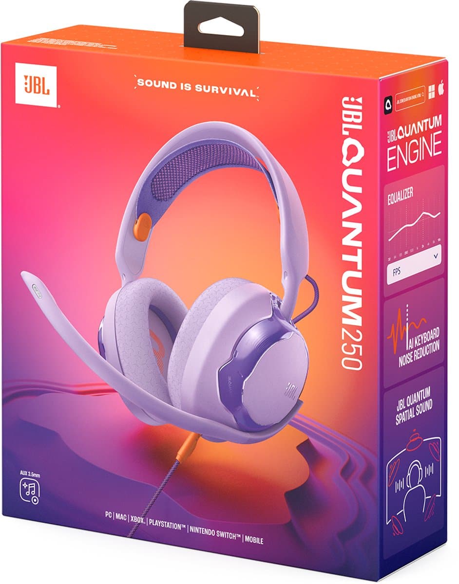 JBL Quantum 250 - Bedrade Gaming Headset - Over-ear Koptelefoon met Microfoon - 3.5 mm Jack - Voor PC, PlayStation, Xbox & Laptop - Paars thumbnail 6