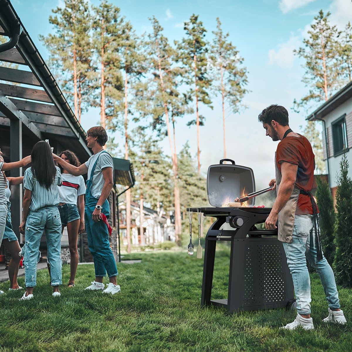 KitchenBrothers Gas BBQ - Staand en Tafelmodel Barbecue - 2 Branders - PFAS Vrij - Tafelbarbecue - Anti-aanbaklaag - 37x48 cm Grilloppervlak - Zwart thumbnail 8