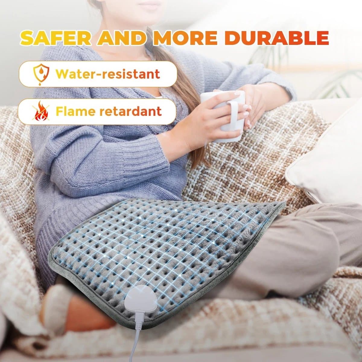 Elektrische Verwarmingsdeken - Elektrische deken - Menstruatie Warmteband - Warmtemat kat, hond - Warmtedeken - Verwarmingsmat - Warmtemat - Verwarmingsmat voor voeten, buik, hand - Veiliger dan een Kruik - Menstruatie band - 58 x 29 cm thumbnail 5