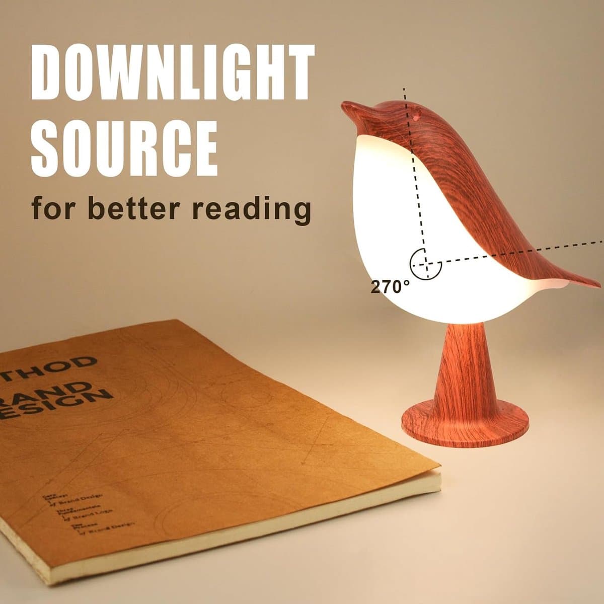 OLOEY Set van 2 kleine-schattige vogeltafellampjes-vogel-nachtlampje met aanraakbediening-draadloze nachtlamp-bureaulamp om bij te lezen-in 3 standen dimbaar-oplaadbare USB-batterij van 2600 mAh-nachtlamp voor de slaapkamer-decoratie thumbnail 3