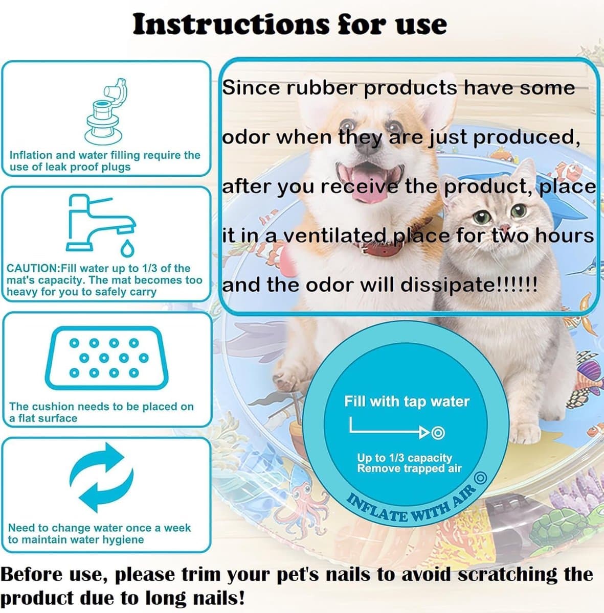 Waterspeelmat Sensorisch - Watermat - Speelkleed - Speelmat met Watersensor - Watersensor Technologie - Koel en Comfortabel - Afwaterend en Opvouwbaar - Opblaasbaar - Huisdieren - Baby thumbnail 4