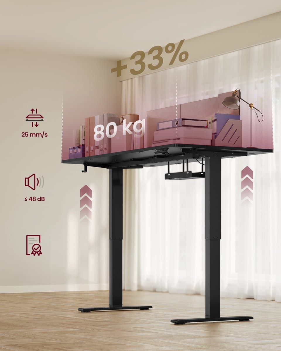 VASAGLE - Zit Sta Bureau - Elektrisch - USB-C-Aansluiting - Geheugenfunctie - Voor Kantoor thumbnail 4