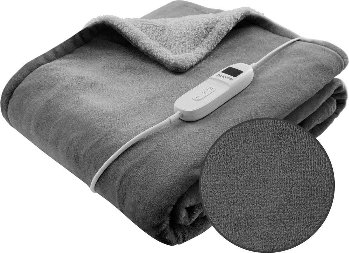 Inventum HB180G elektrische verwarmde bovendeken 180x130 cm - Eenpersoons - 9 warmtestanden - Uitwasbaar - Automatische uitschakeling - Fleece - Grijs thumbnail 4