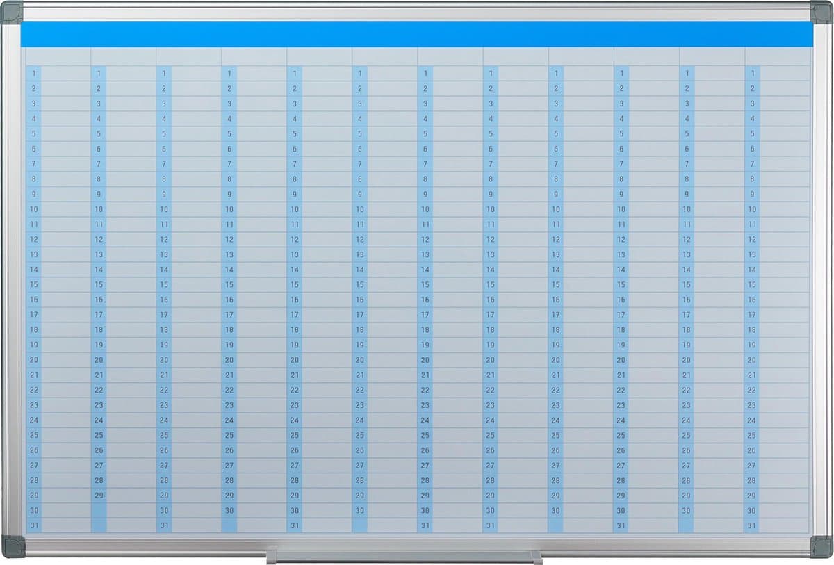 whiteboard planner - jaarplanner - magnetisch - pennenbakje - 60 x 90 cm - wit thumbnail 4