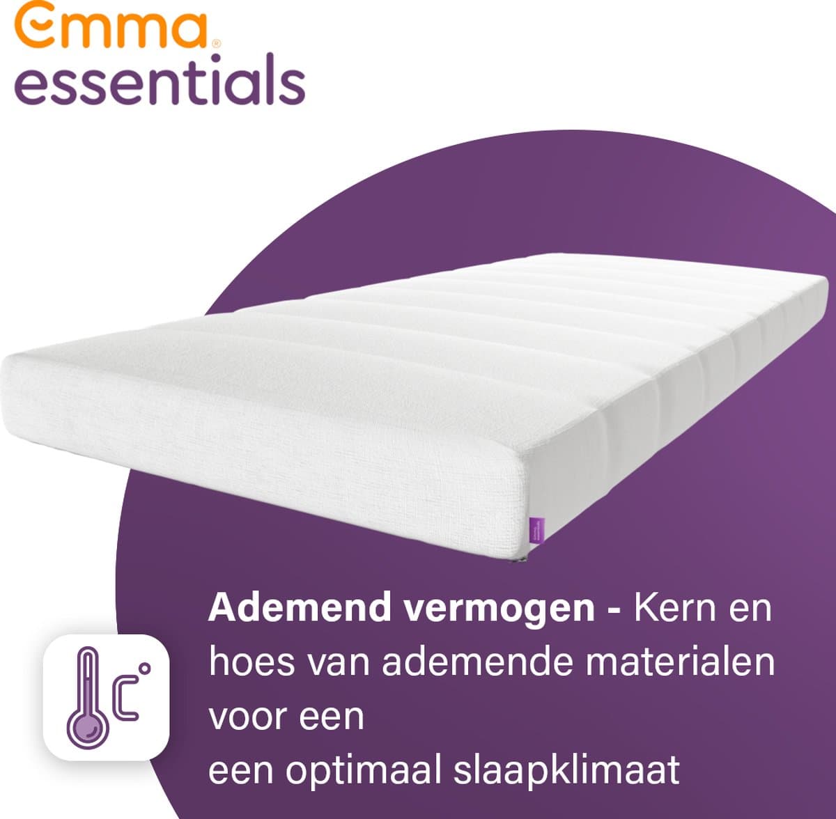 Emma Essentials Matras - 140x200 cm, ergonomische matras - 16cm hoog - Ademend - 30 nachten op proef - Ontworpen & Vervaardigd in Europa thumbnail 2