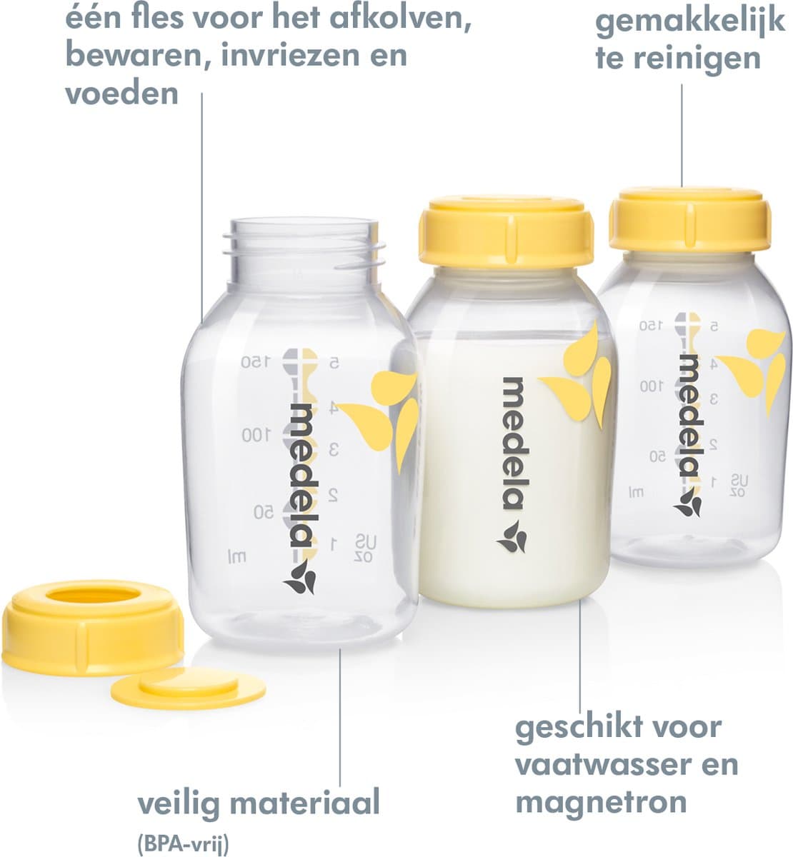 Medela Moedermelk Bewaarflesjes – BPA‑vrij – 150 ml – Set van 3x 150 ml thumbnail 6