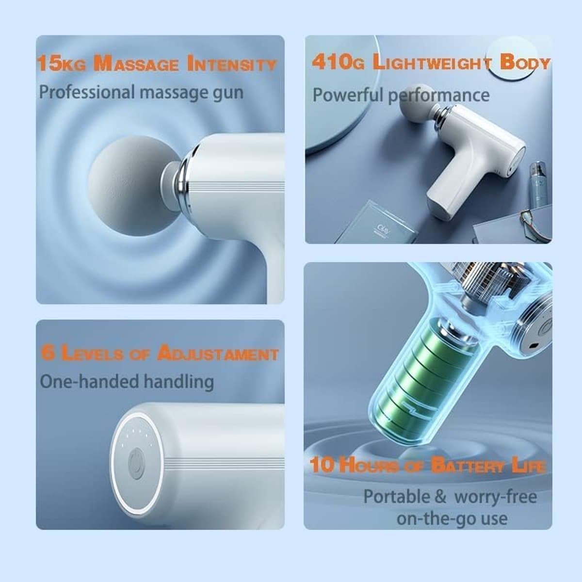 Onbekend Massage Gun - 6 snelheden, 4 opzetstukken, Type-C thumbnail 3