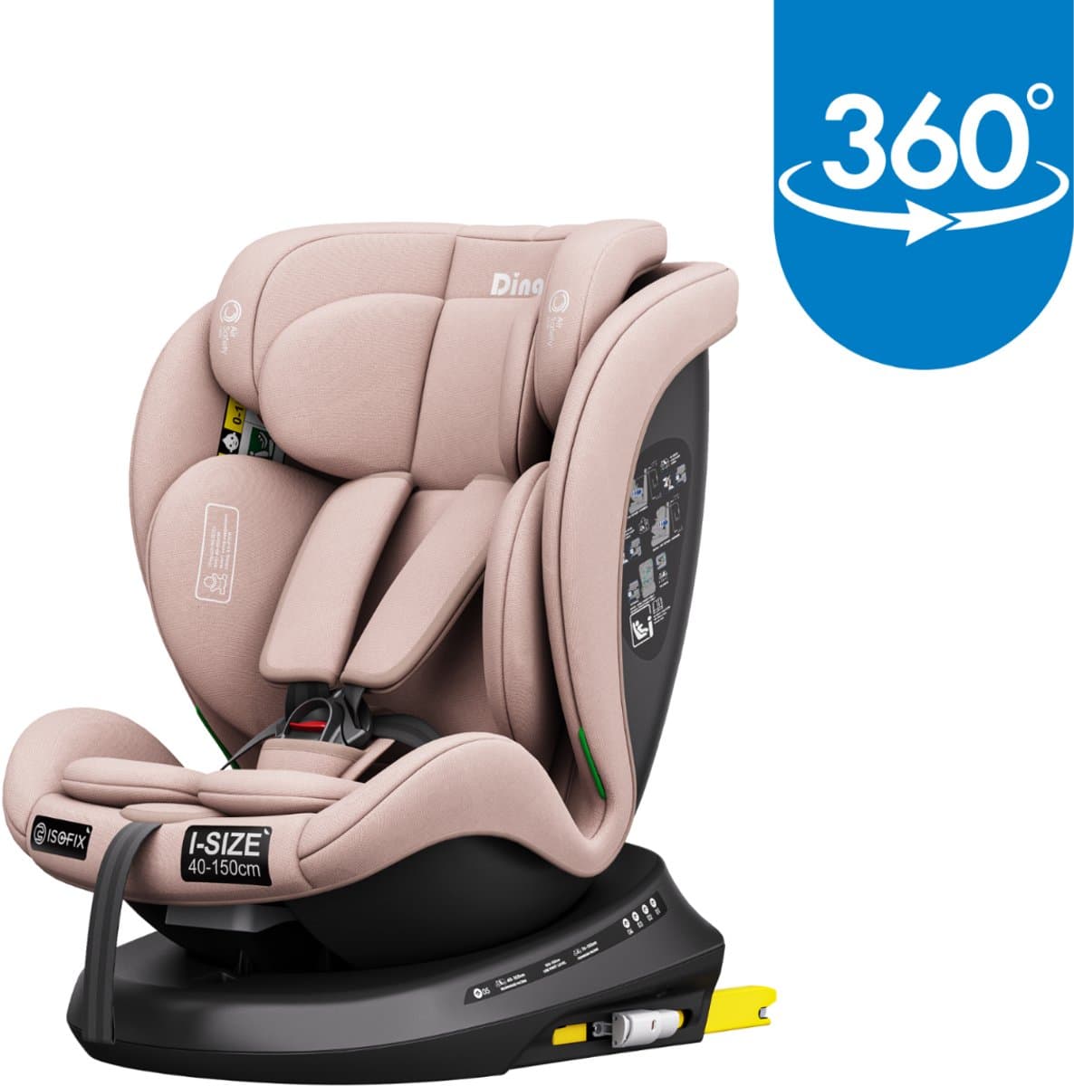 Ding Ding Aiden Autostoel Roze - 360° Draaibaar, i-Size, 0-12 jaar thumbnail 8