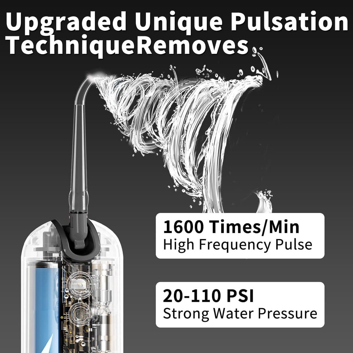 Draadloze Waterflosser – Draagbare Mondirrigator met 4 Modi en 6 Jettips thumbnail 2