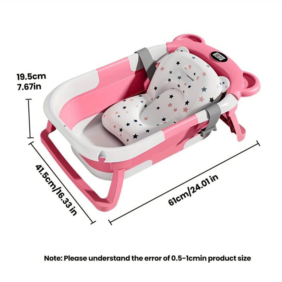 Opvouwbare Babybadkuip – Draagbaar & Ruimtebesparend – Inclusief Badmat – Compact & Reisvriendelijk – Verstelbaar Vouwbaar Bad voor Thuis & Onderweg thumbnail 7