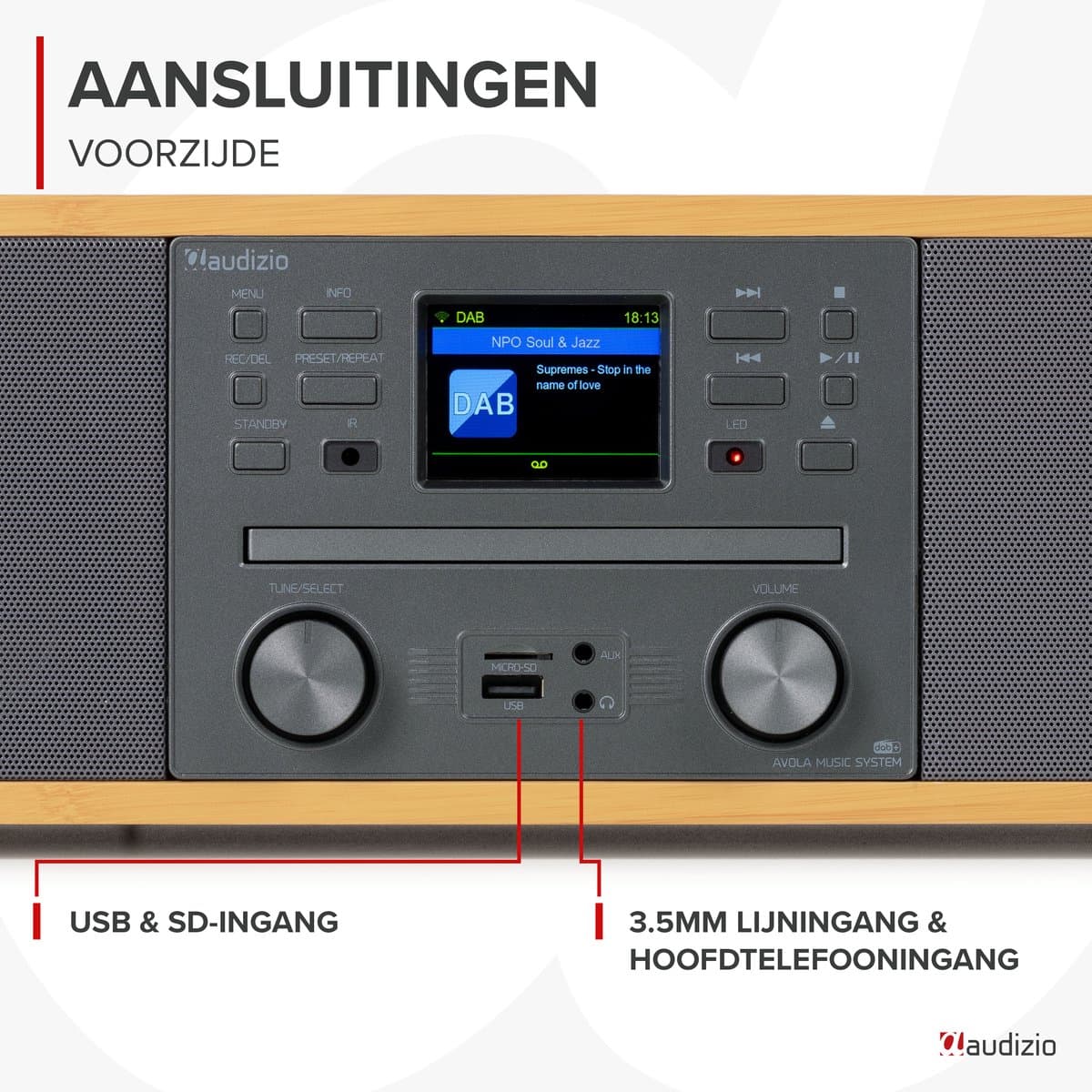 Internetradio - Audizio Avola alles-in-één radio met Bluetooth - DAB+/FM - CD speler - Bamboe thumbnail 6