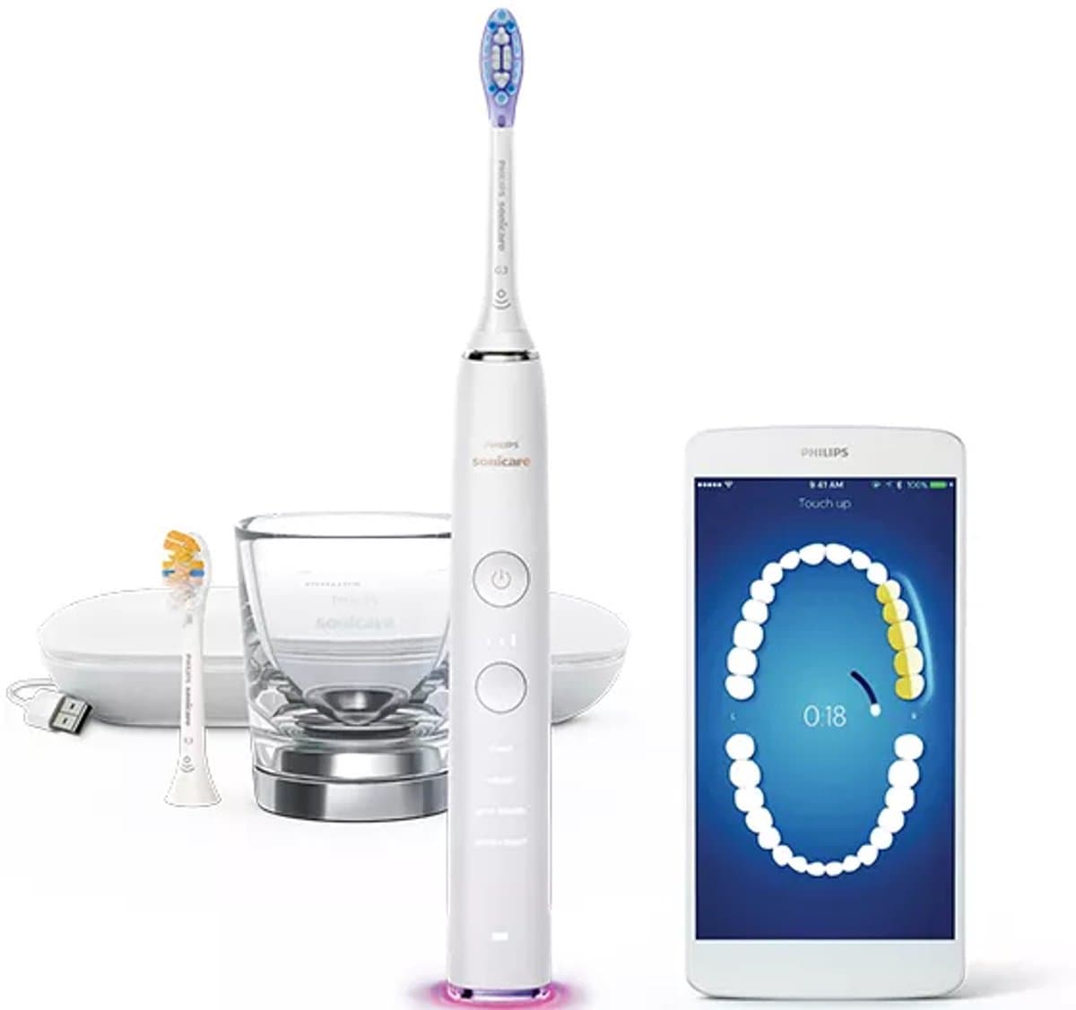Philips Sonicare DiamondClean Smart Series 9000 - Elektrische tandenborstel - Wit - Oplaadglas - HX9917/88 thumbnail 8