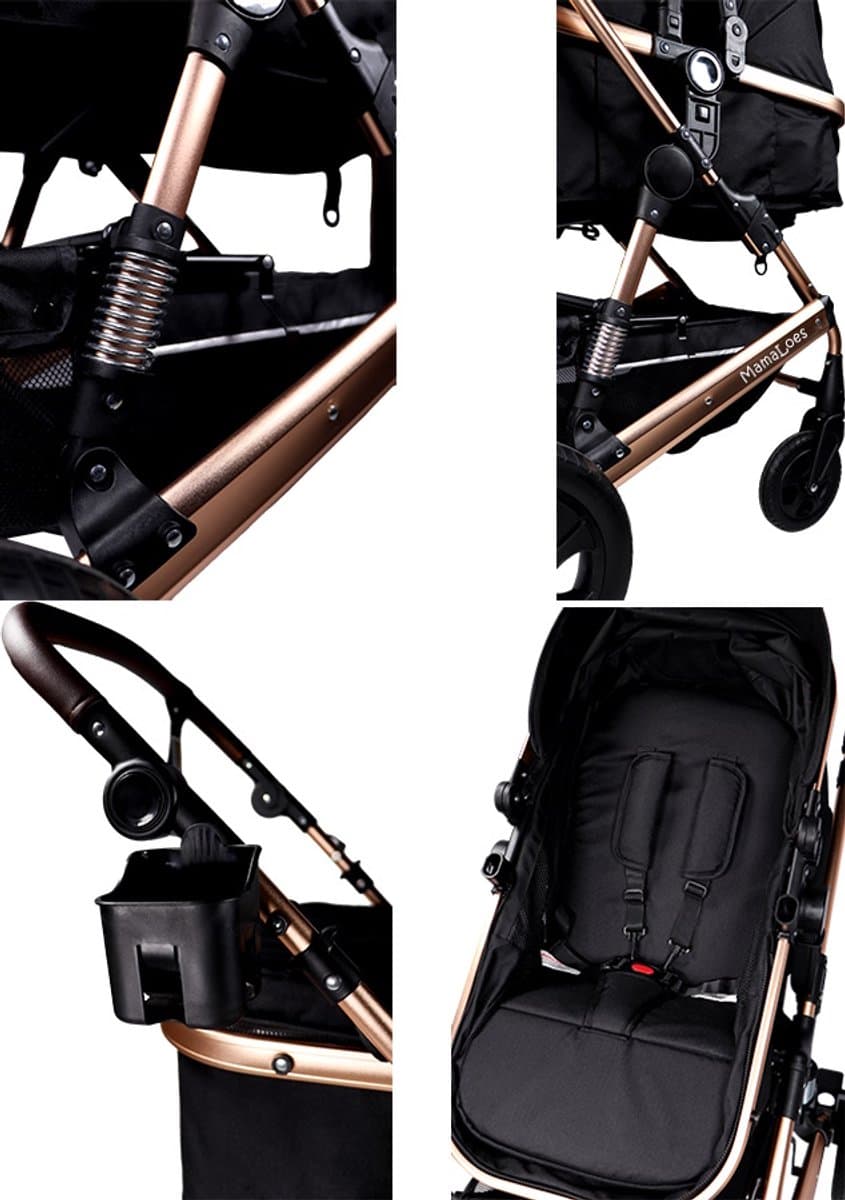 MamaLoes Marly 3 in 1 Kinderwagen - Zwart/Antraciet - Combi Kinderwagen incl. Autostoel thumbnail 7