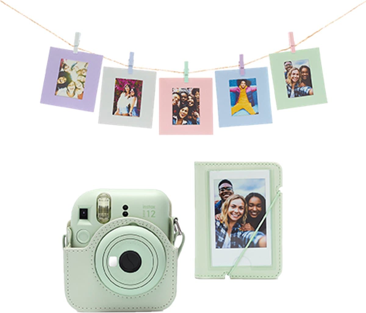 Fujifilm Instax Mini 12 accessoires - Cameratas, fotokaarten met clips & fotoalbum - Mint Groen thumbnail 3