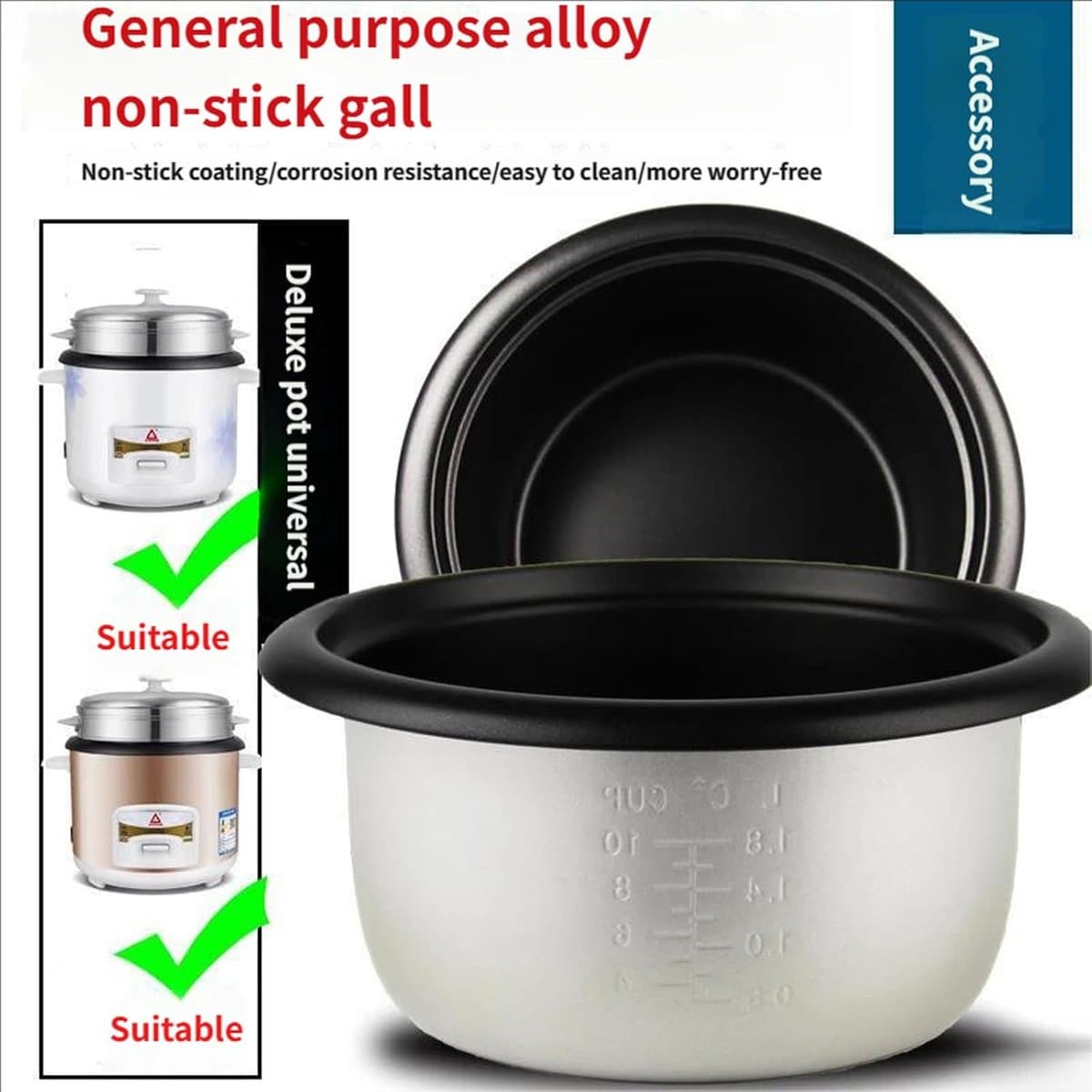 Aluminum Rice Cooker Inner Container Cookware Electric Rice Cooker Liner Nonstick Cooking Pots Kitchens Accessory Aluminum Rice Cooker Inner Container Cookware thumbnail 3