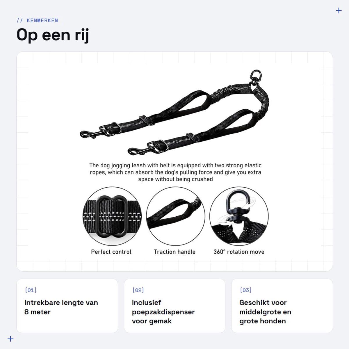 Dailygoods- Intrekbare Hondenriem 8 m - Rollijn voor Honden - Looplijn voor Middelgrote/Grote Honden - Robuust en Duurzaam - Poepzakdispenser - Veilig en Praktisch thumbnail 2