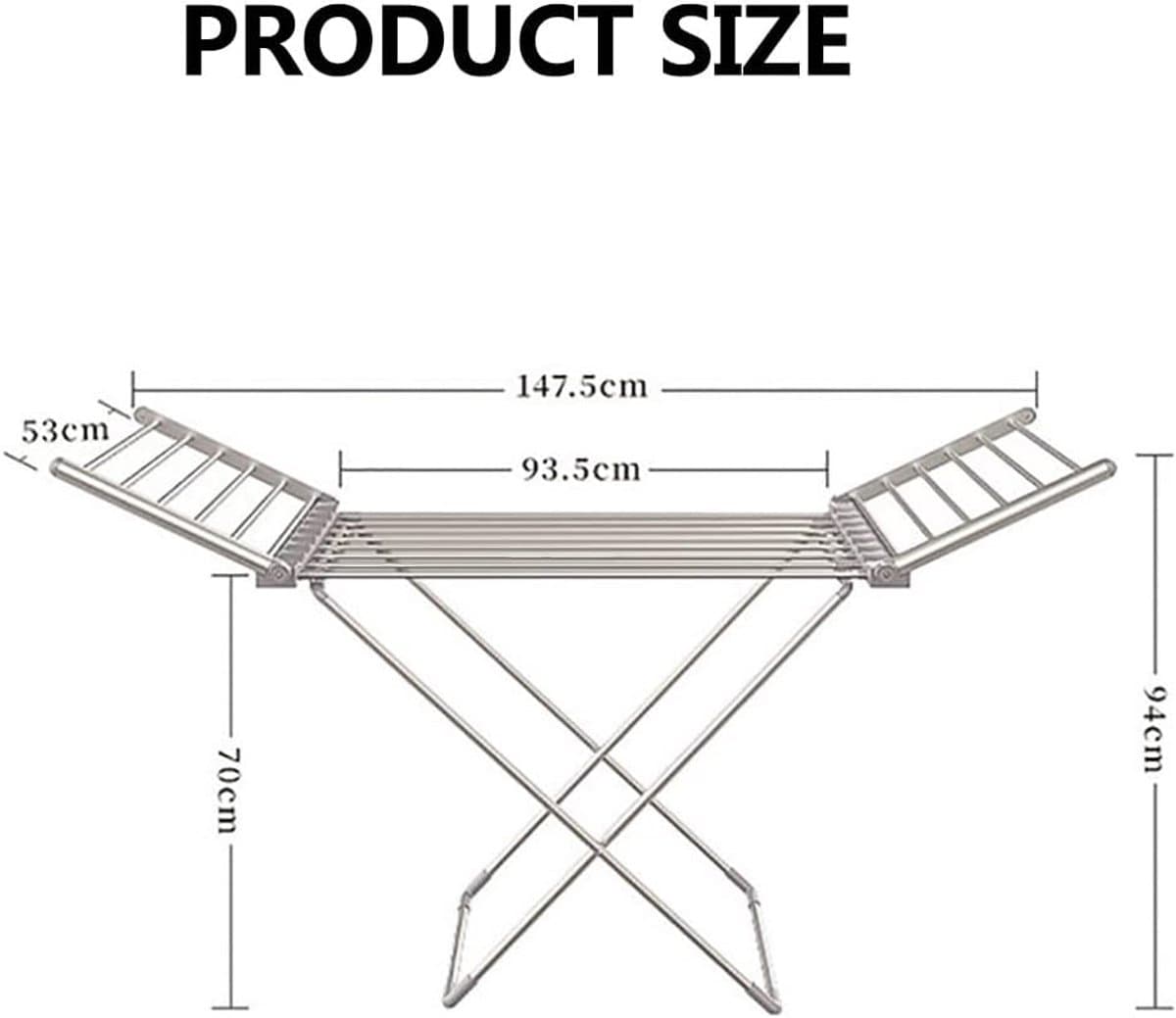 Opvouwbaar droogrek - Elektrisch rek - Snel kleding drogen - Met zijvleugels - 15 kg capaciteit thumbnail 8