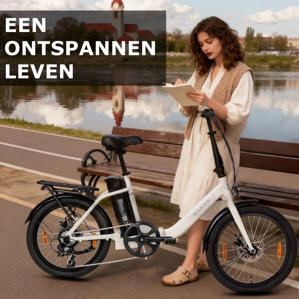 SAXXX Foldi 2.0 – 20 inch opvouwbare elektrische fiets – 36V 460Wh accu – 95% voorgemonteerd – ZOOM mechanische schijfremmen – achterwielmotor – Shimano 7 versnellingen – LCD-display – aluminium frame – kleur-LCD-display- glanzend wit thumbnail 6