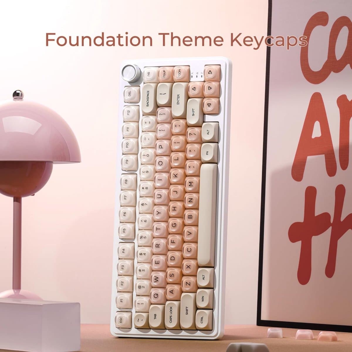 Draadloos Toetsenbord Keycaps - 132 Toetsknoppen PBT+PC Shine Through Keycap Set - Gradient keycaps - Mechanisch Keycaps - Gaming Toetsenbord Keycaps - Comfortabel & Duurzaam voor Mechanische Toetsenborden - Roze thumbnail 3