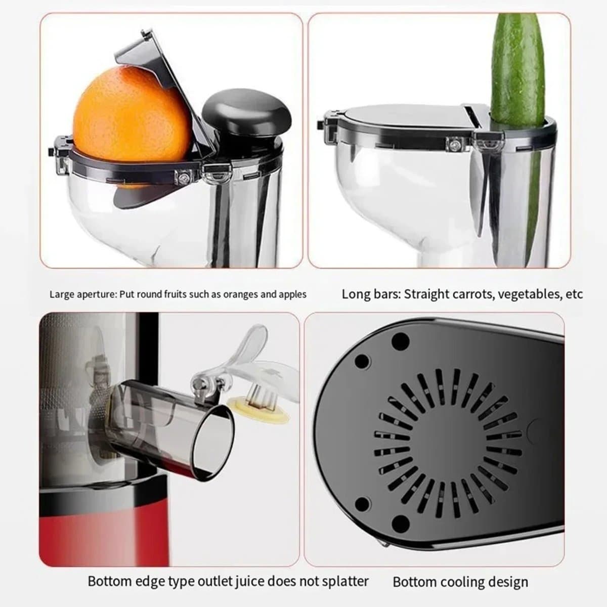 Weelora Slow Juicer - Juicer - Slowjuicer - Sapcentrifuge - Sapcentrifuges Groenten En Fruit - 300W - Pulpscheiding - Hoge Sapopbrengst - Gemakkelijk Schoon Te Maken - Kleur Wit thumbnail 5