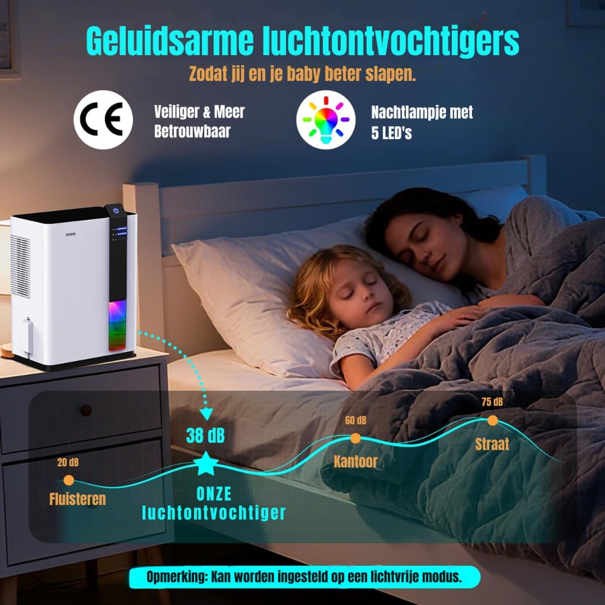 DnA® Luchtreiniger - Luchtontvochtiger en Luchtreiniger - Luchtontvochtiger Slaapkamer - Wit - 23cm x 14cm x 31cm thumbnail 6