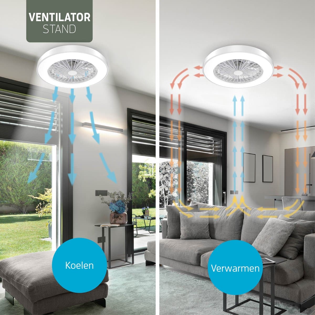 Varin® Plafondventilator met verlichting - Wit - Tuya Wifi - LED 30W RGBW - Ø 50cm - Super stil - Afstandsbediening - Smart lamp - Plafondlamp - Plafonniere - Plafondlampen - Plafond lamp - Verlichting kinderkamer slaapkamer woonkamer - Ventilator thumbnail 6