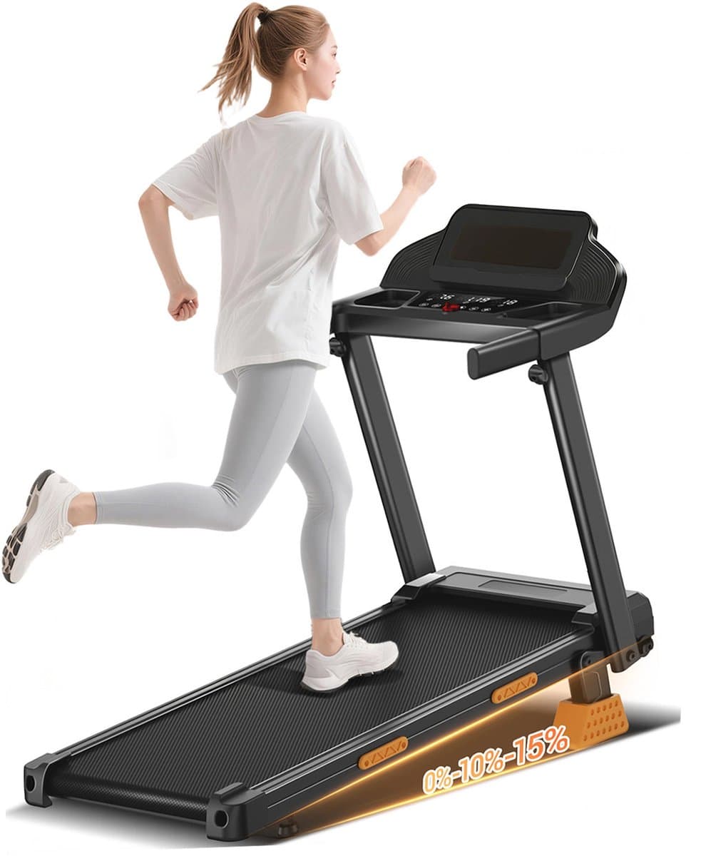 Opvouwbare Drie-in-één opvouwbare loopband: 15% helling, 12 km/u, 3 pk, 180 kg draagvermogen, stil, 3-inch scherm, 12 programma's – voor thuis, kantoor en sportschool. thumbnail 5