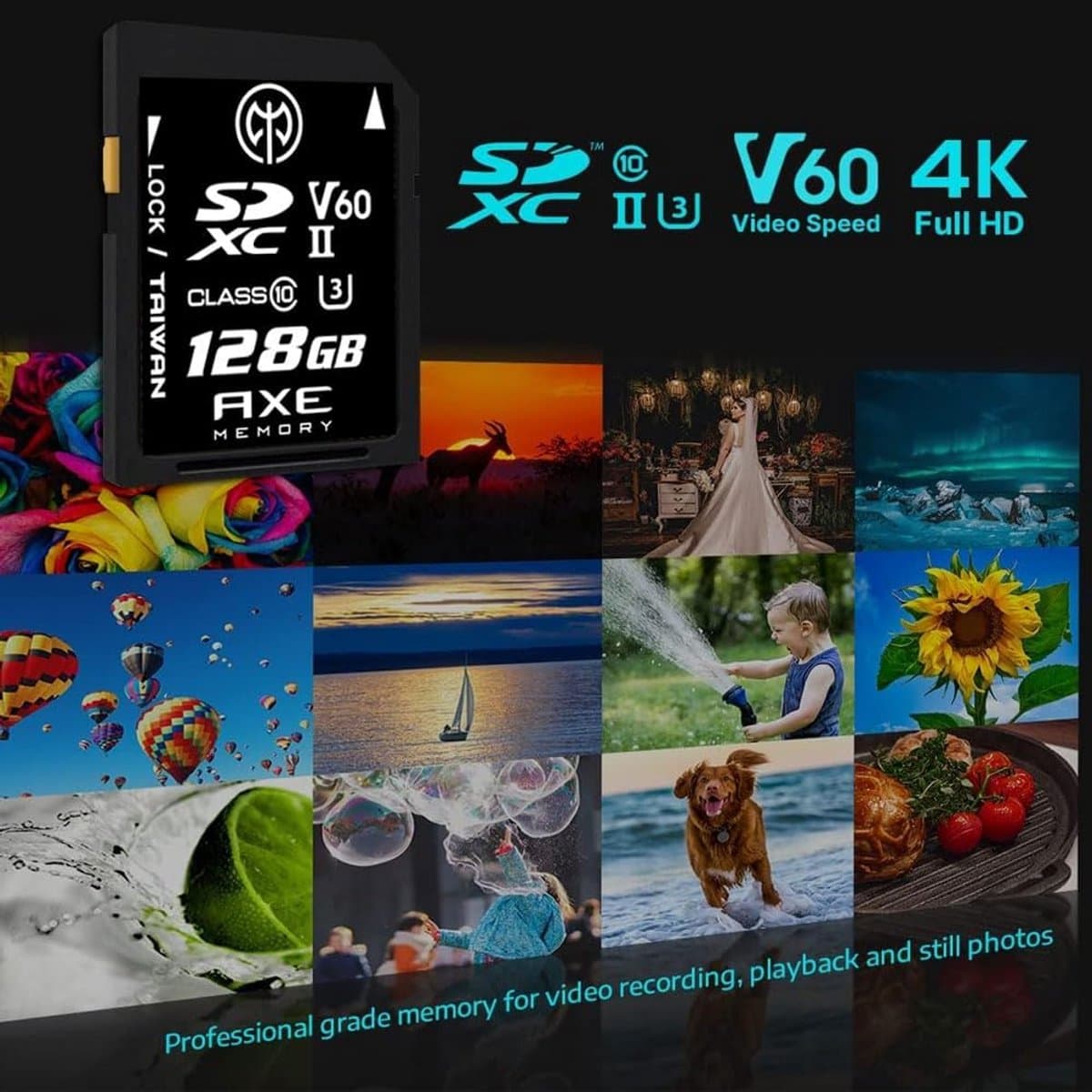 Snelle 128 GB SDXC geheugenkaart UHS-II U3 V60 voor 4K video thumbnail 4