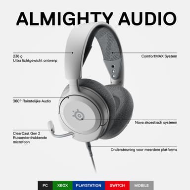 SteelSeries Arctis Nova 1 wit - bedraad en licht