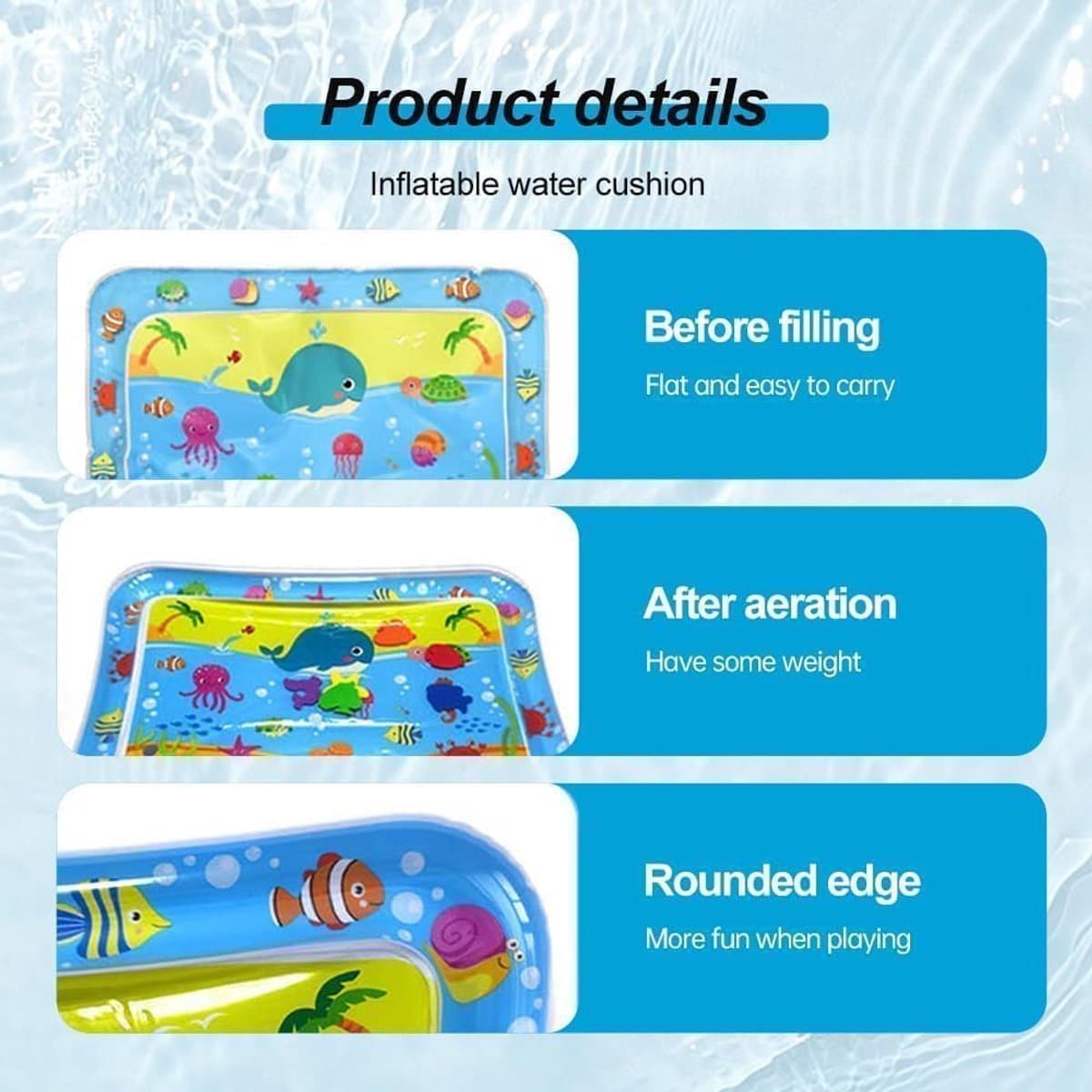 Waterspeelmat Sensorisch - Watermat - Speelkleed - Speelmat met Watersensor - Watersensor Technologie - Koel en Comfortabel - Afwaterend en Opvouwbaar - Opblaasbaar - Huisdieren - Baby thumbnail 6