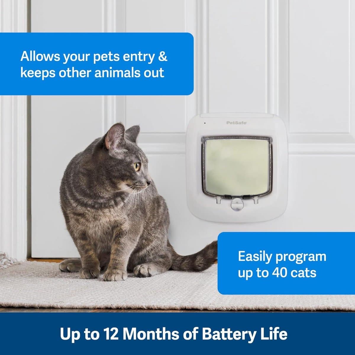 Microchip Huisdierluik voor Katten - Batterij Gevoed - 4-Weg Vergrendeling - Eenvoudige Installatie - 2017 Versie thumbnail 2