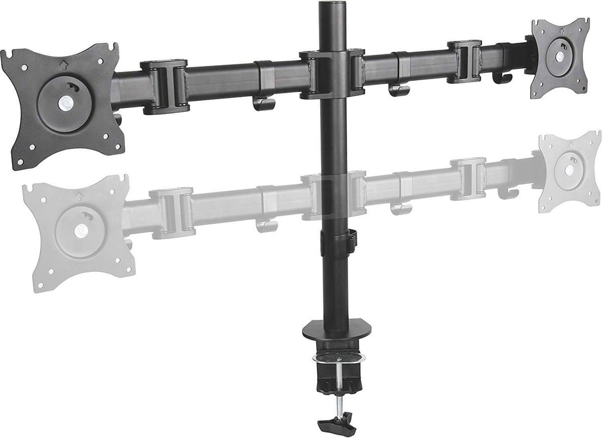In hoogte Verstelbare Monitor Arm voor Enkel Scherm - Zwart Bureauklem thumbnail 3